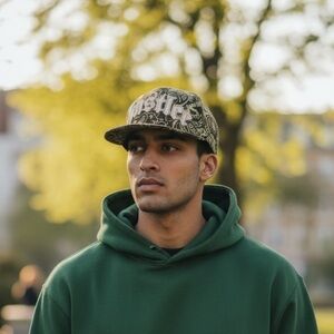 Hustler Hat Brown Mint Green Paisley Bandana Print Embroidery Large Baseball Cap